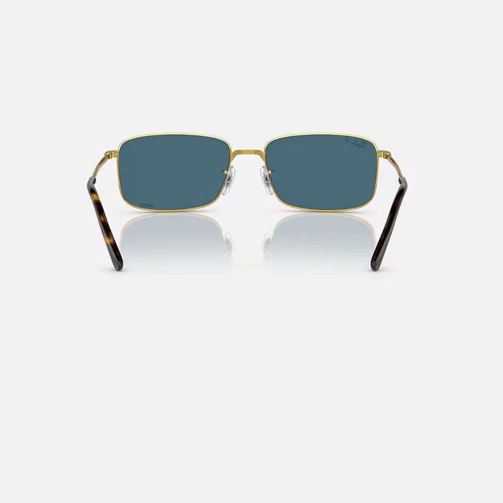 NEW RB3717 Ray-Ban Gold Frame Sunglasses with Blue Lenses - Picture 4 of 11